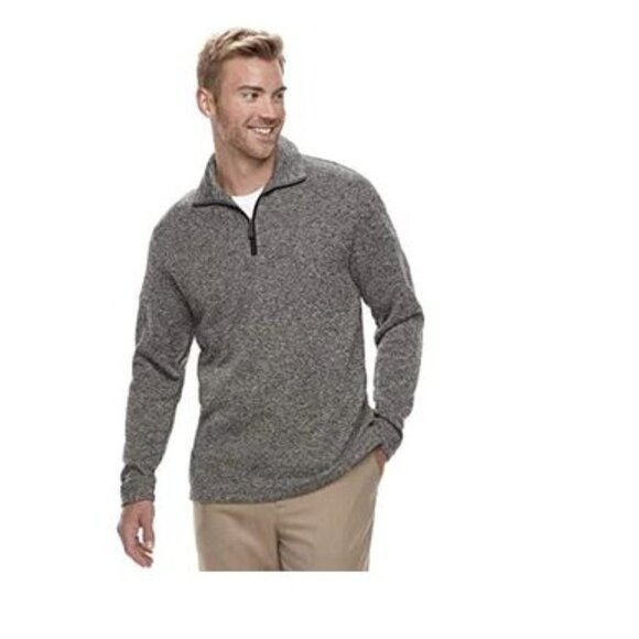Haggar Men's Classic Fit Fleece Quarter Zip Pullover Gray Sweater Size M - Picture 1 of 8